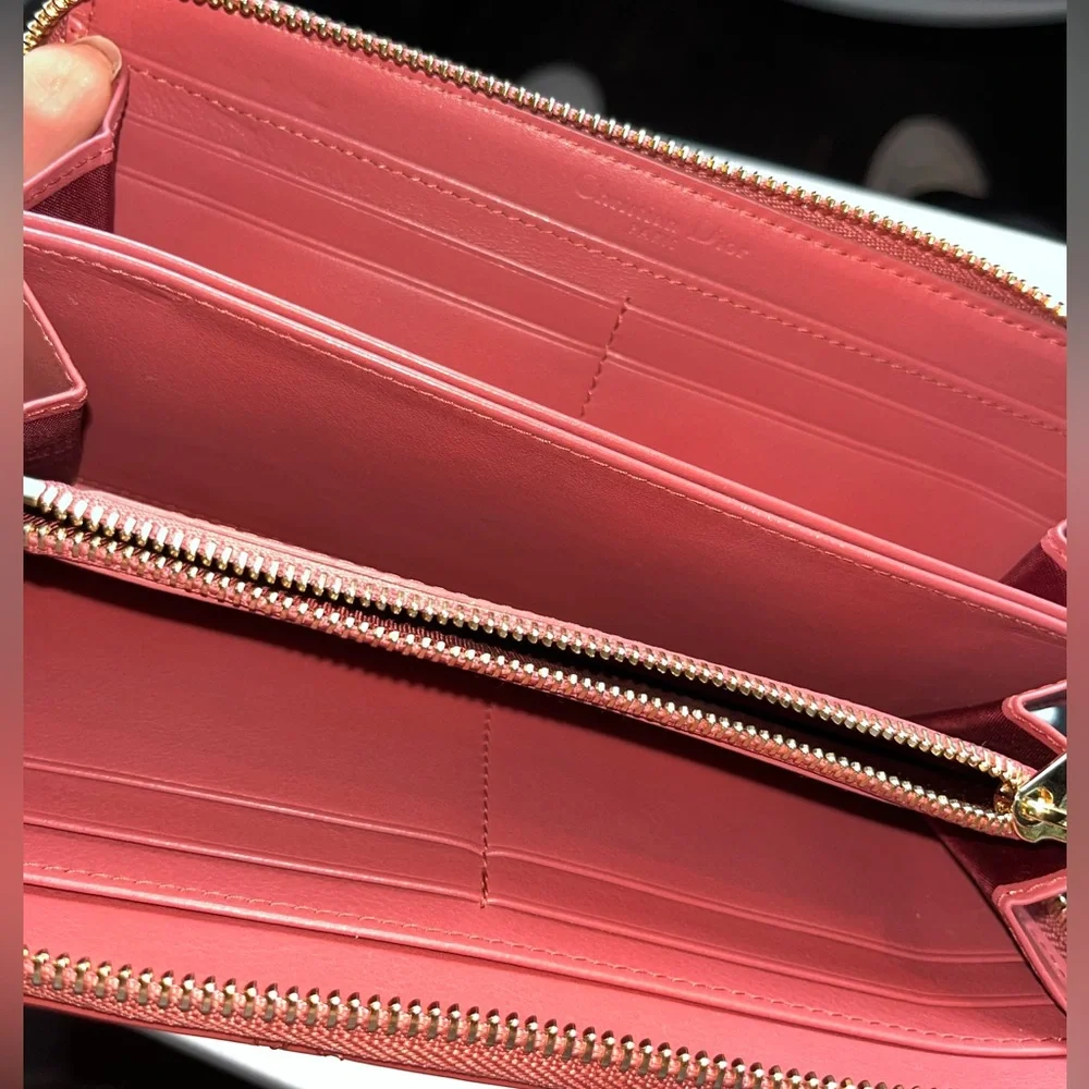 Christian Dior Cannage Quilt Long Zip Wallet